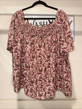 Hayden Pink Floral Smocked Off-Shoulder Blouse